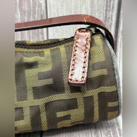 FENDI Zucca Vintage Mini Baguette Barrel Bag Top Handle Handbag RARE - Picture 8 of 16